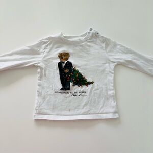 Polo Ralph Lauren Polo Bear Baby Long Sleeve Shirt 12M Christmas Three